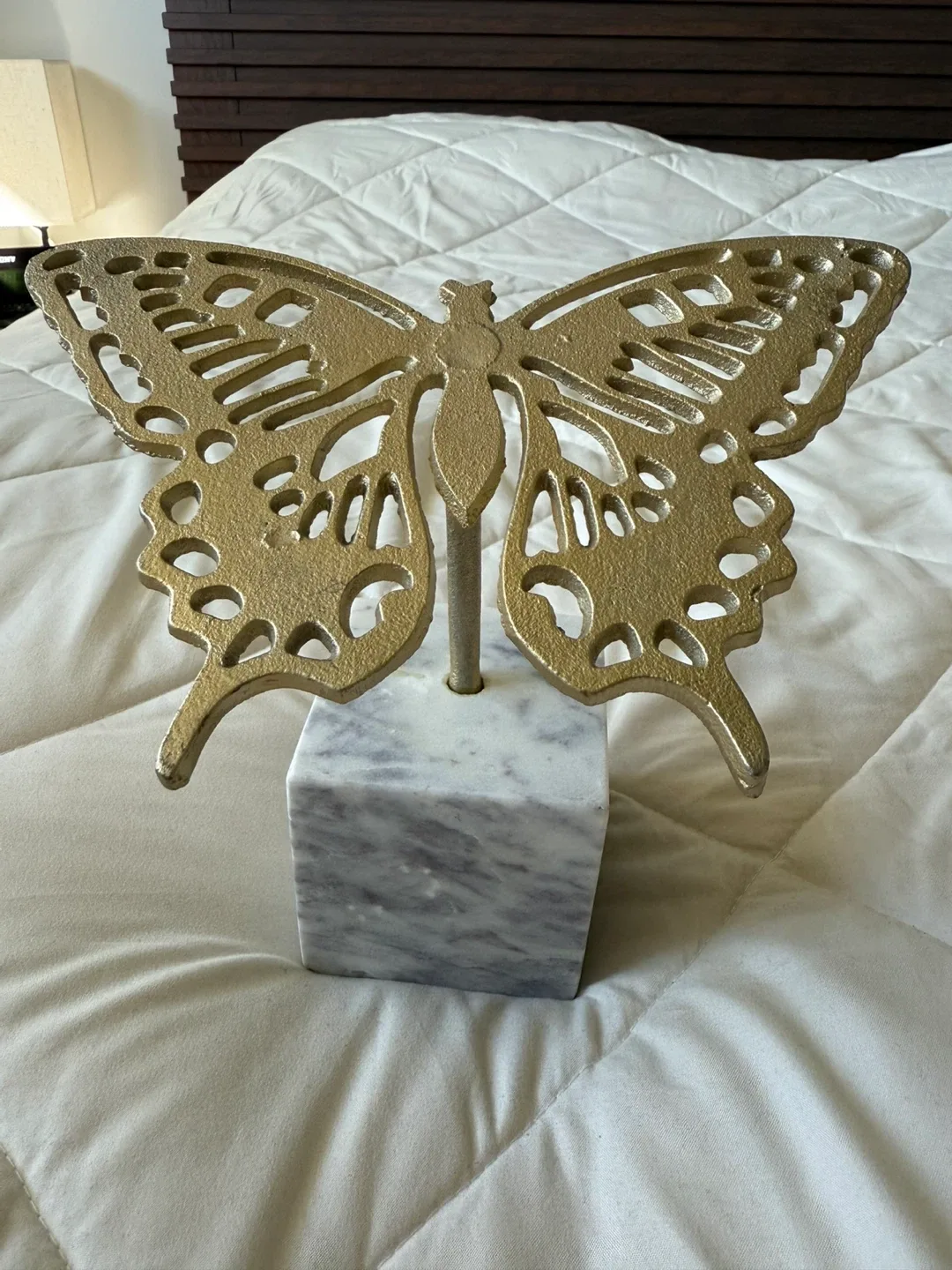 Gold Metal Butterfly on Marble Stand thumbnail
