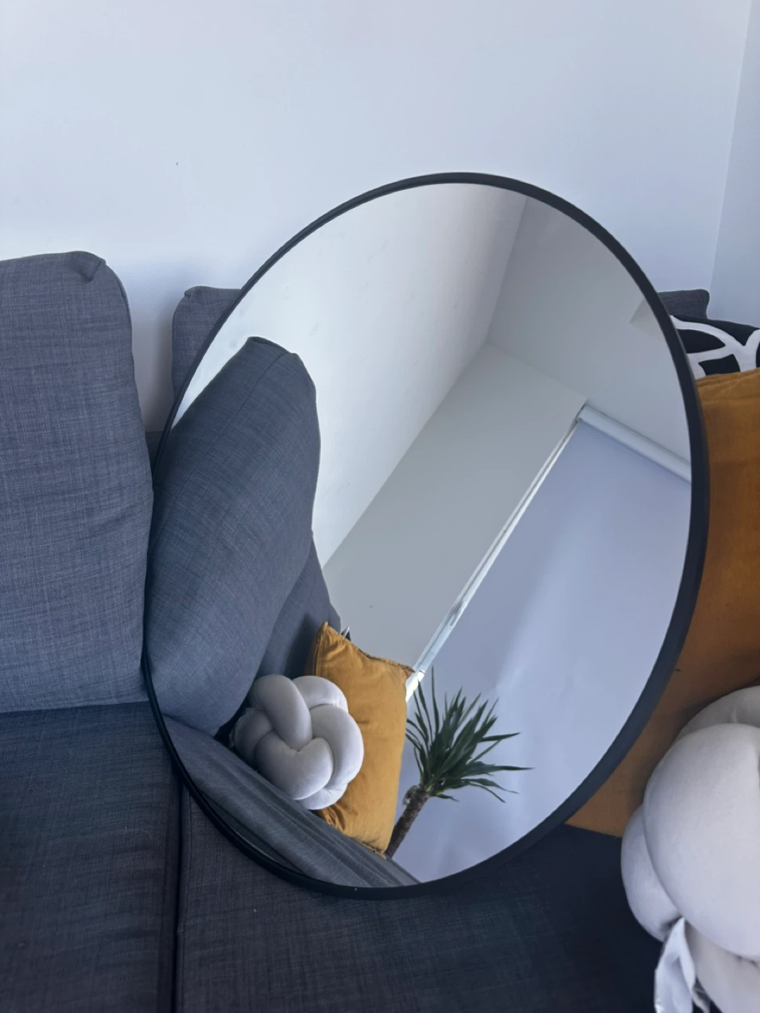 Round Black Framed Mirror