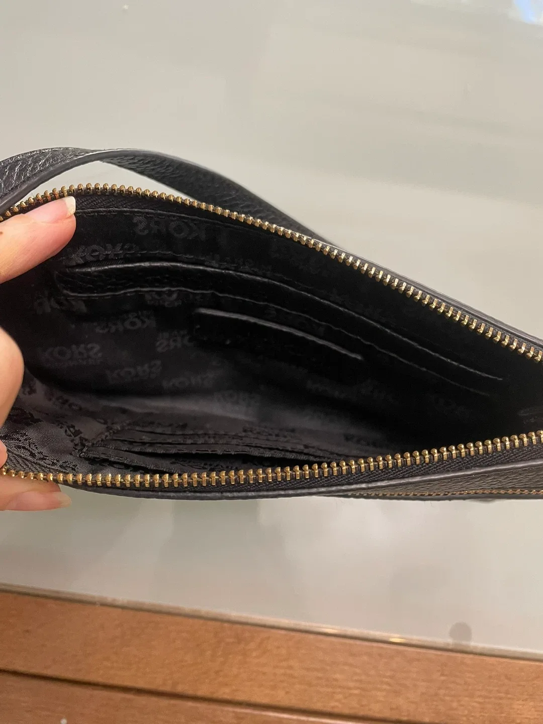 Michael Kors Black Leather Wristlet image indicator(2)