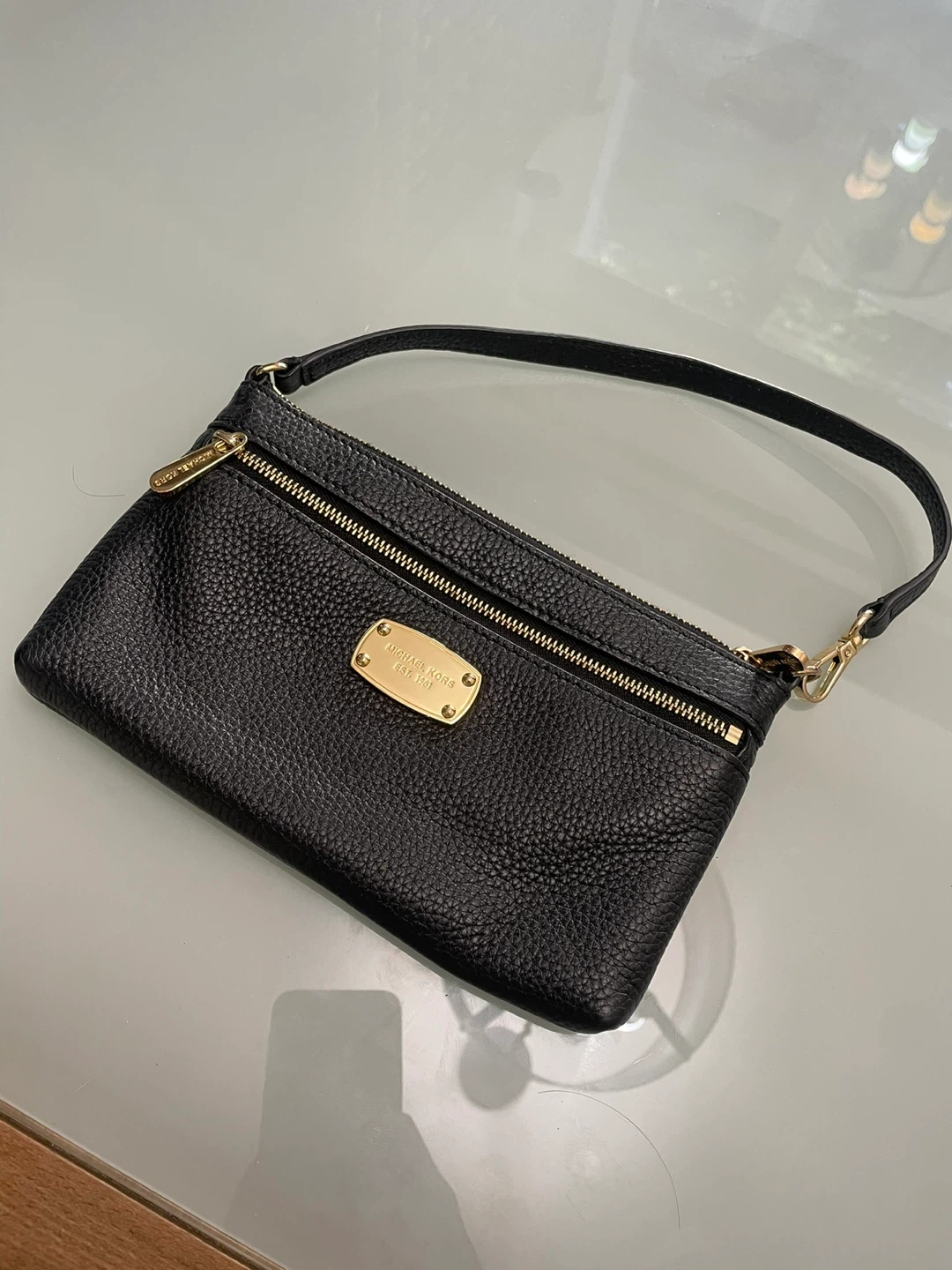 Michael Kors Black Leather Wristlet