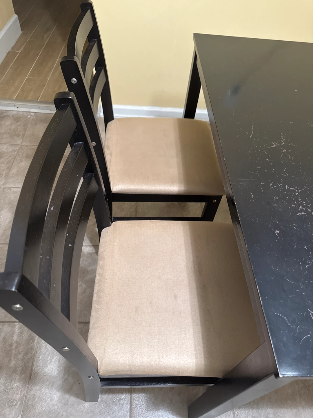 Used Black Dining Table with 4 Chairs - photo 2
