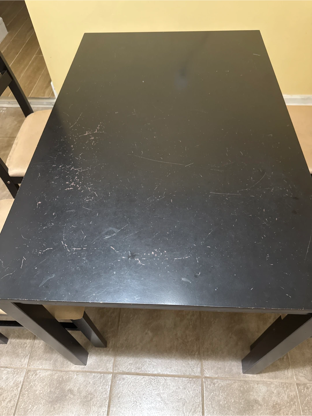 Used Black Dining Table with 4 Chairs - photo 4