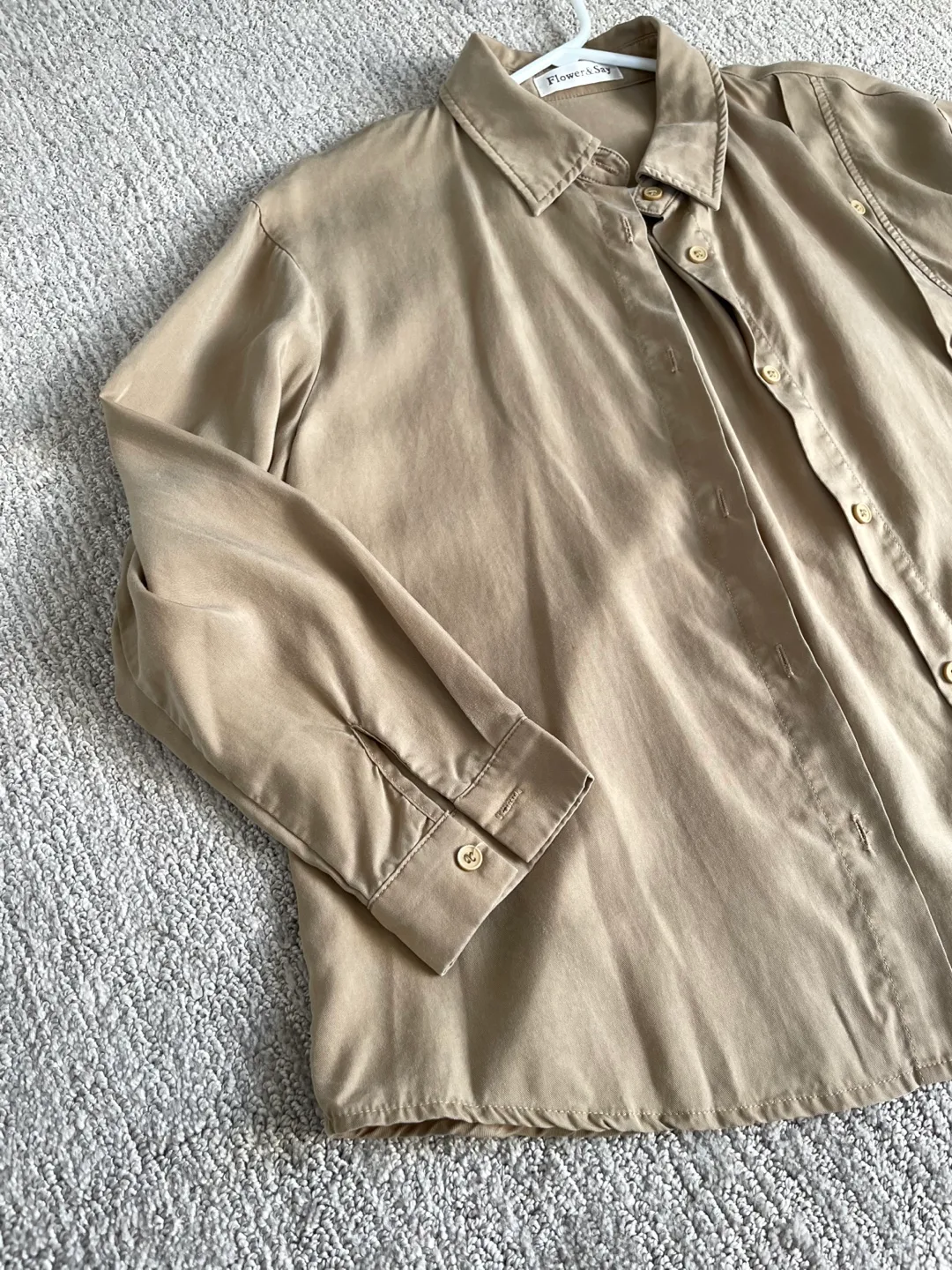 Flower & Say Beige Button-Down Shirt image indicator(3)