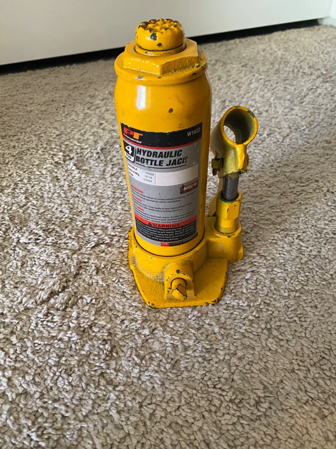 🥕 PT Performance Tool 4-Ton Hydraulic Bottle Jack