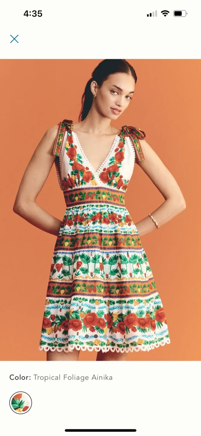 BNWT Farm Rio V Neck Tiered Dress M (fits S) image indicator(2)