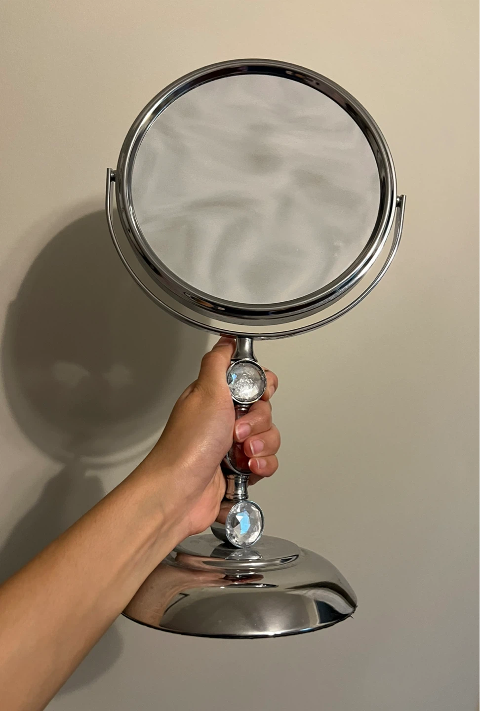 Double-Sided Makeup Mirror with stand and Crystal Accents - photo 3
