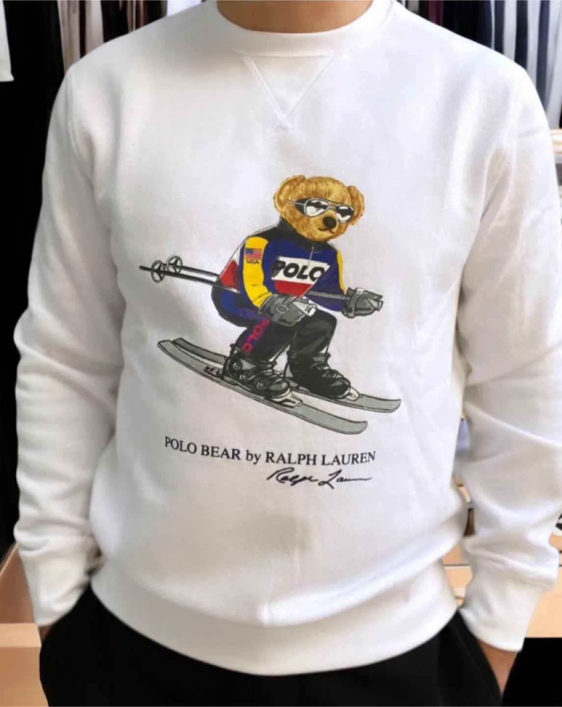 Ralph Lauren Grailed Polo Bear White Crewneck Sweater thumbnail