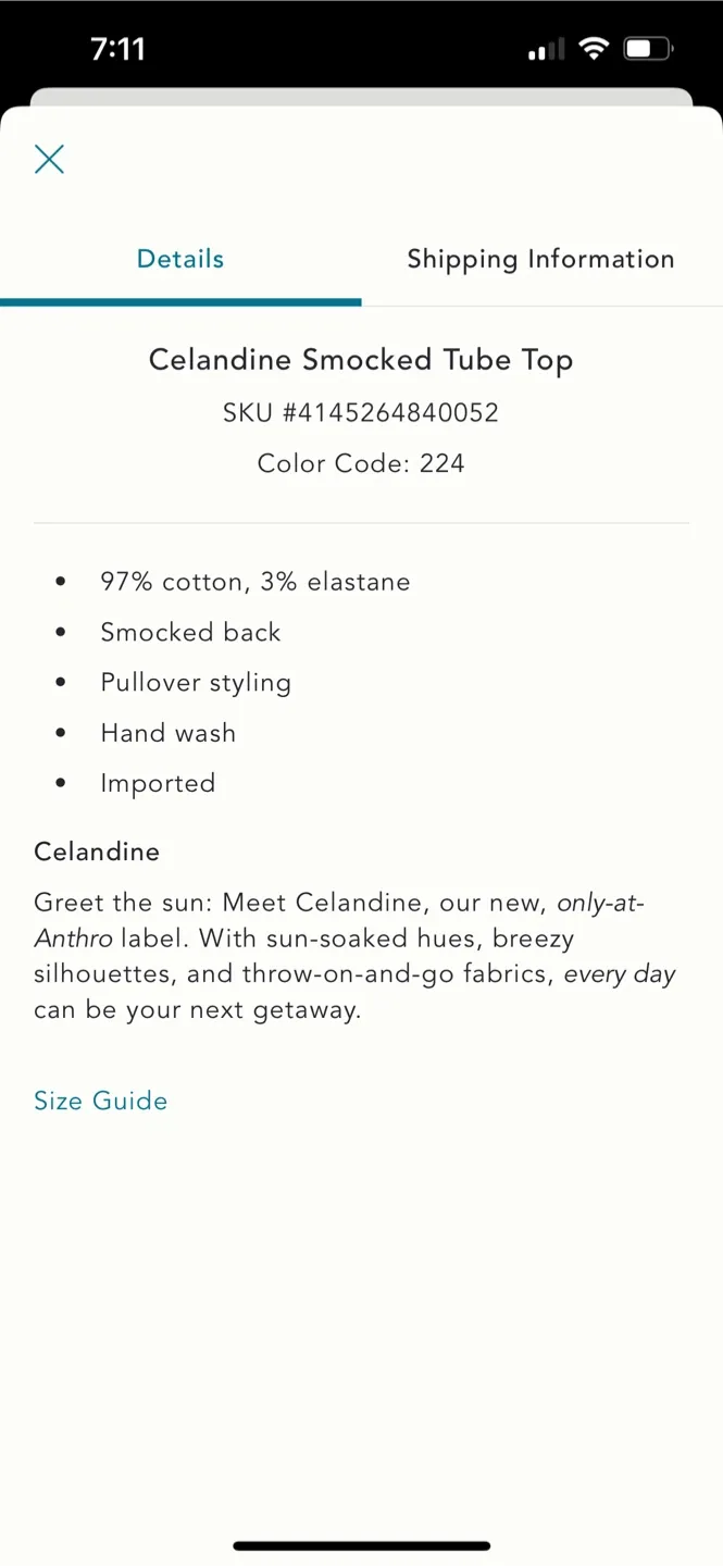 BNWT Anthropologie Celadine Smocked Tube Top XXS image indicator(5)