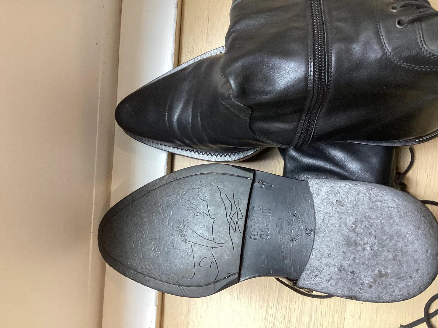 Roberto Cavalli Black Leather Boots - Size 42 image indicator(4)