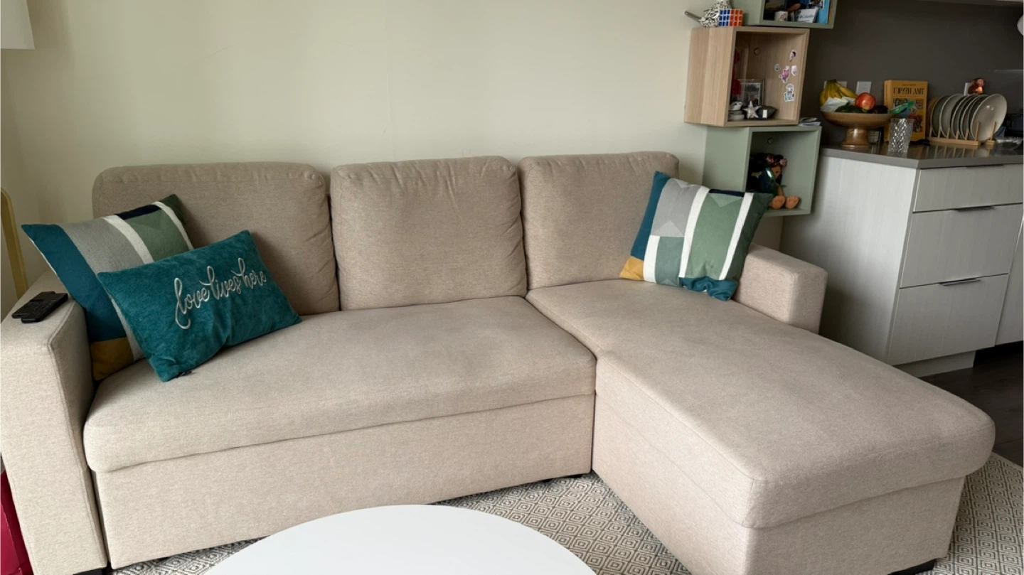 Beige Sectional Sofa with Storage - photo 2