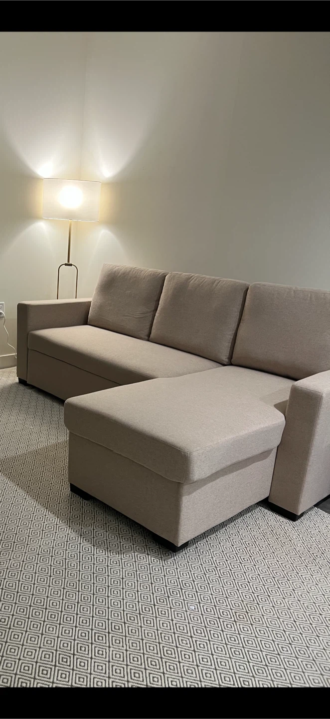 Beige Sectional Sofa with Storage