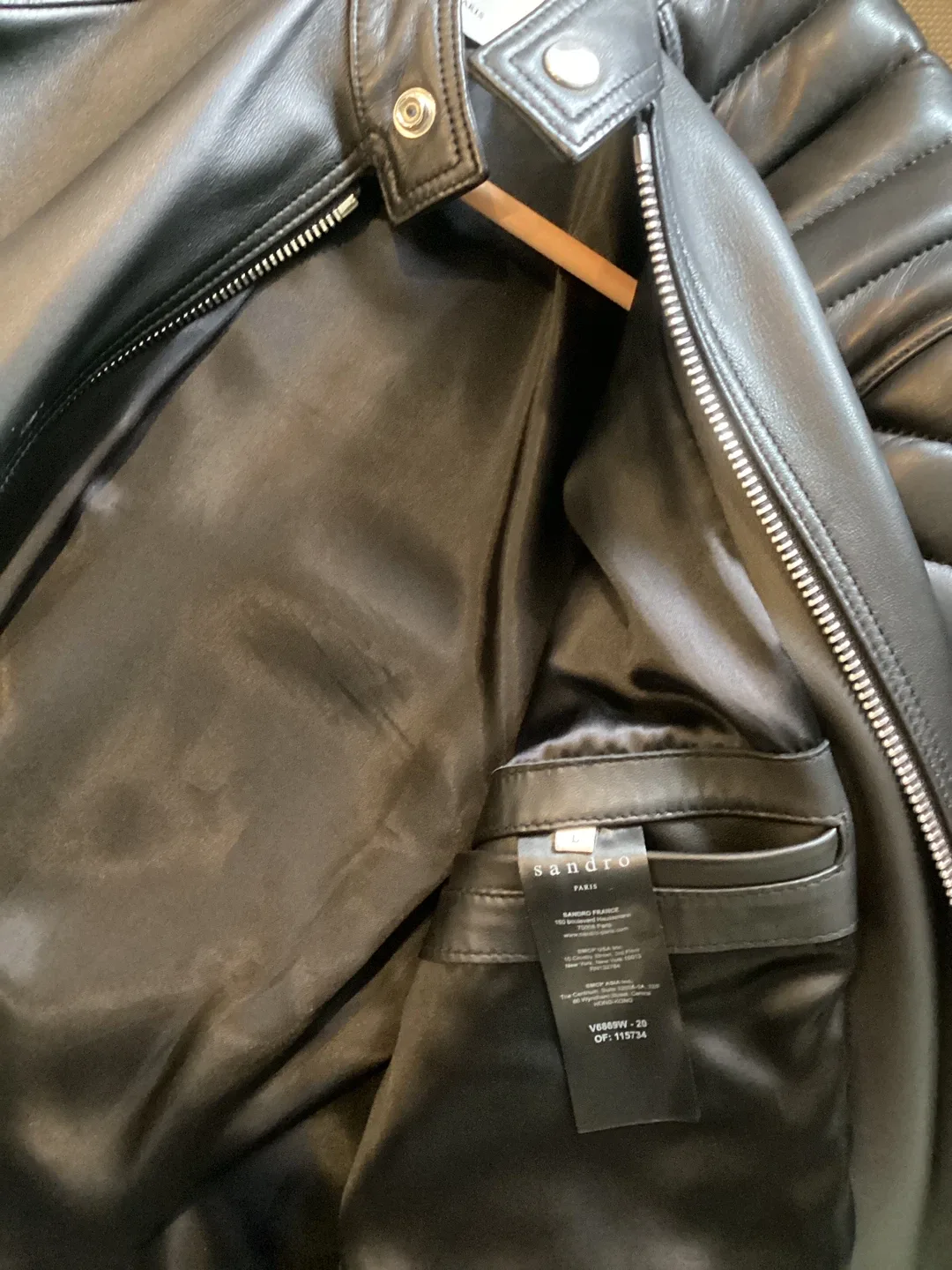 Sandro Black Leather Jacket, Size Large image indicator(2)