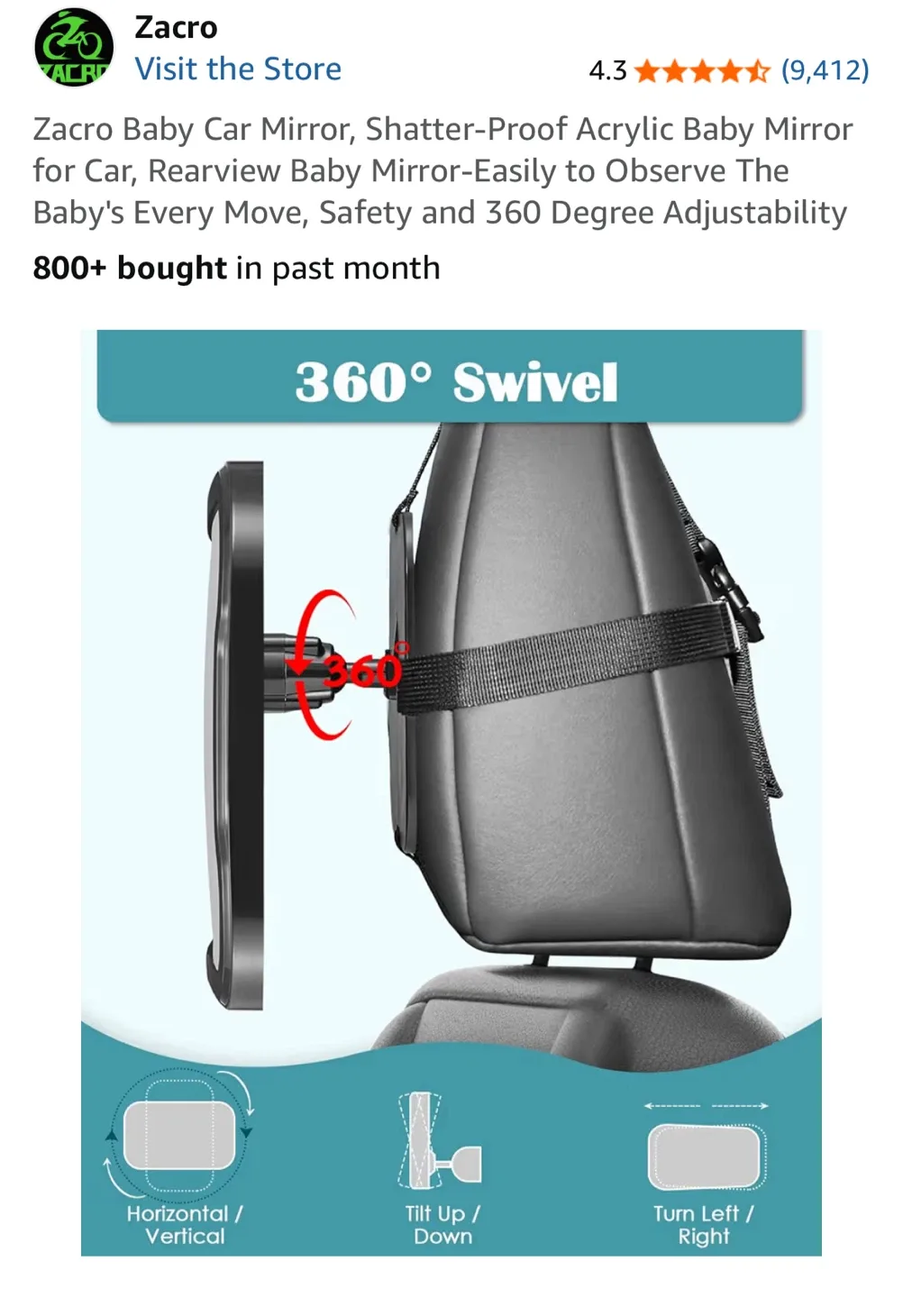 Zacro Baby Car Mirror - Rearview Mirror image indicator(3)