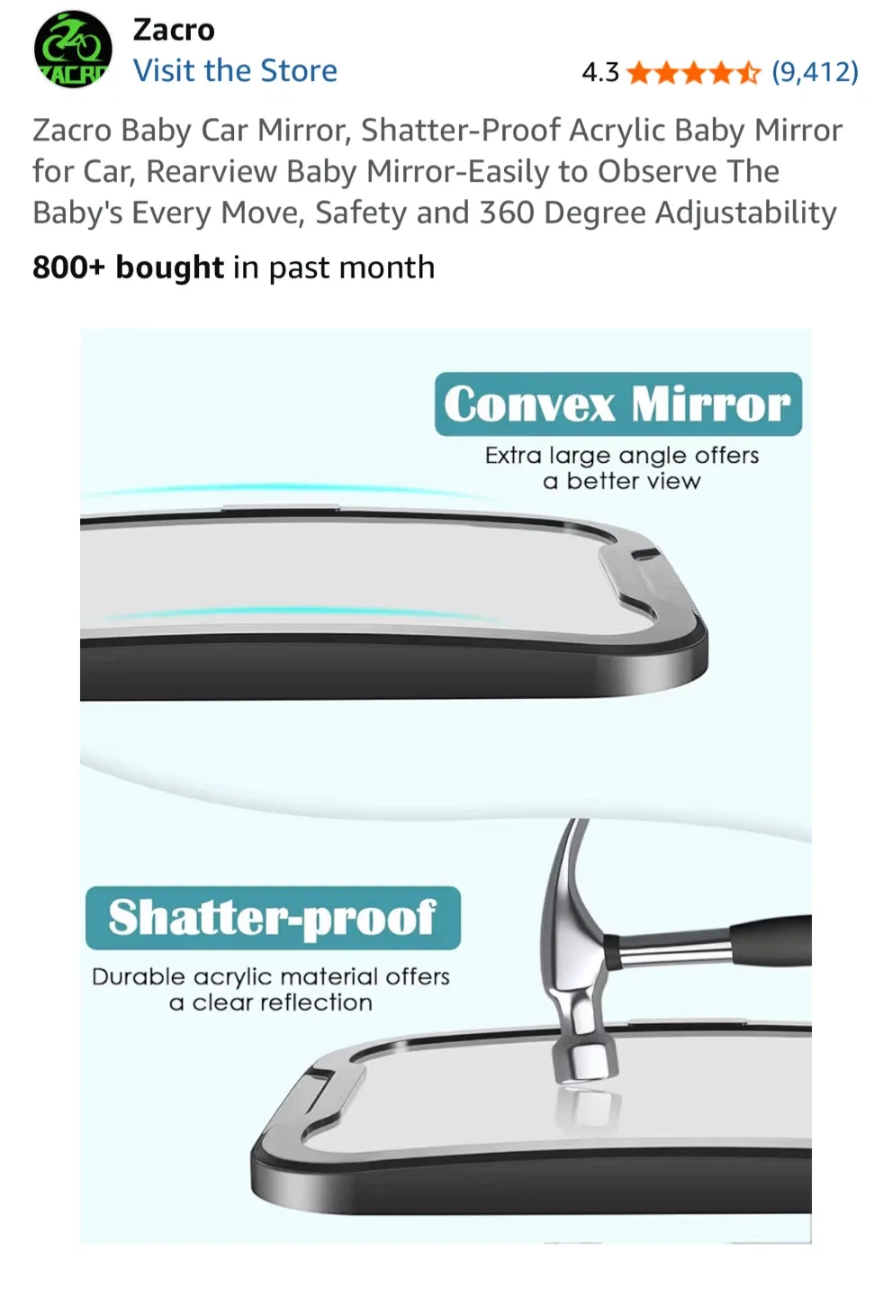 Zacro Baby Car Mirror - Rearview Mirror image indicator(2)