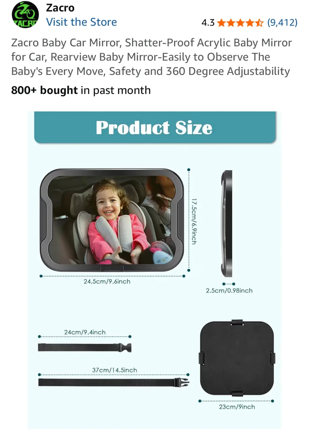 Zacro Baby Car Mirror - Rearview Mirror thumbnail