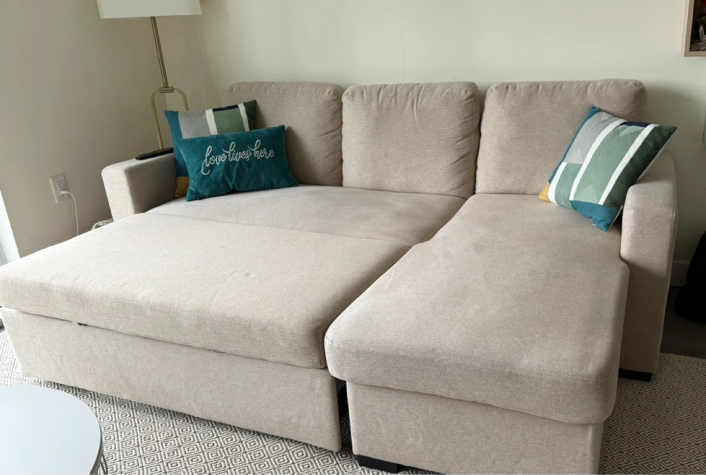 Beige Sectional Sofa with Storage - photo 4