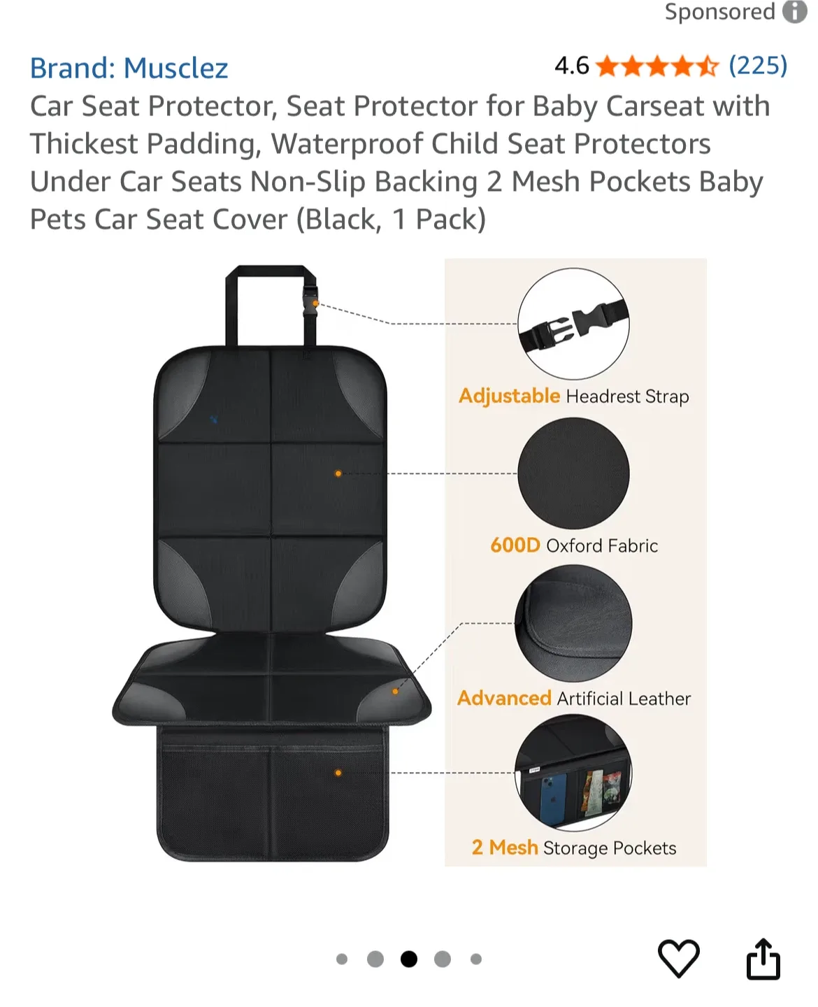 New  Car Seat Protector - Black image indicator(2)