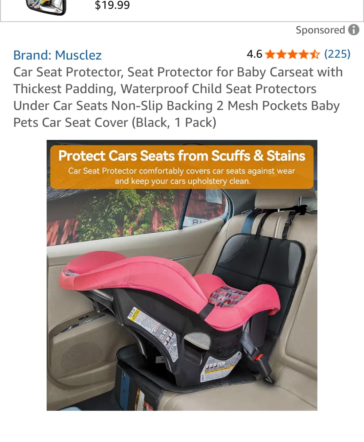 New  Car Seat Protector - Black image indicator(3)