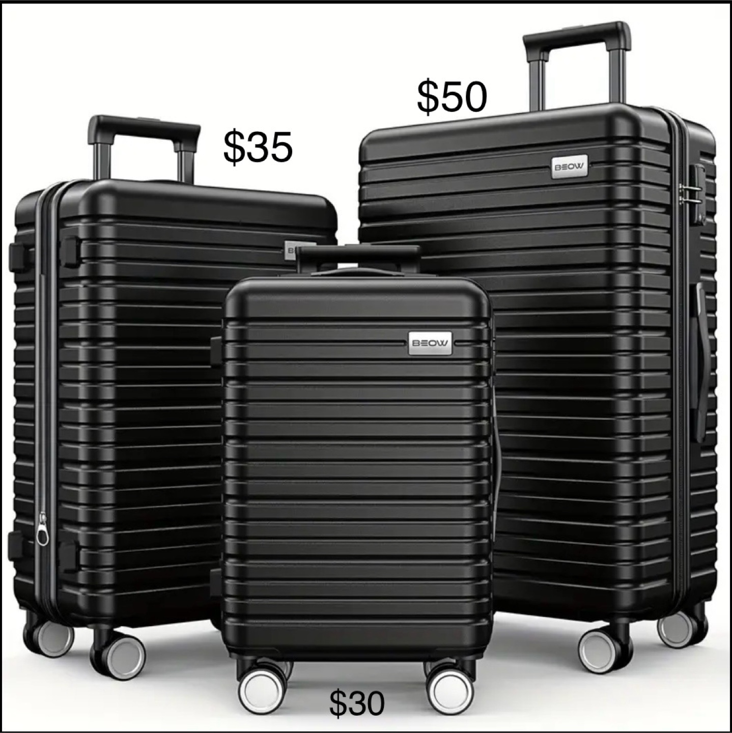Brand New BEOW Black Luggage Set