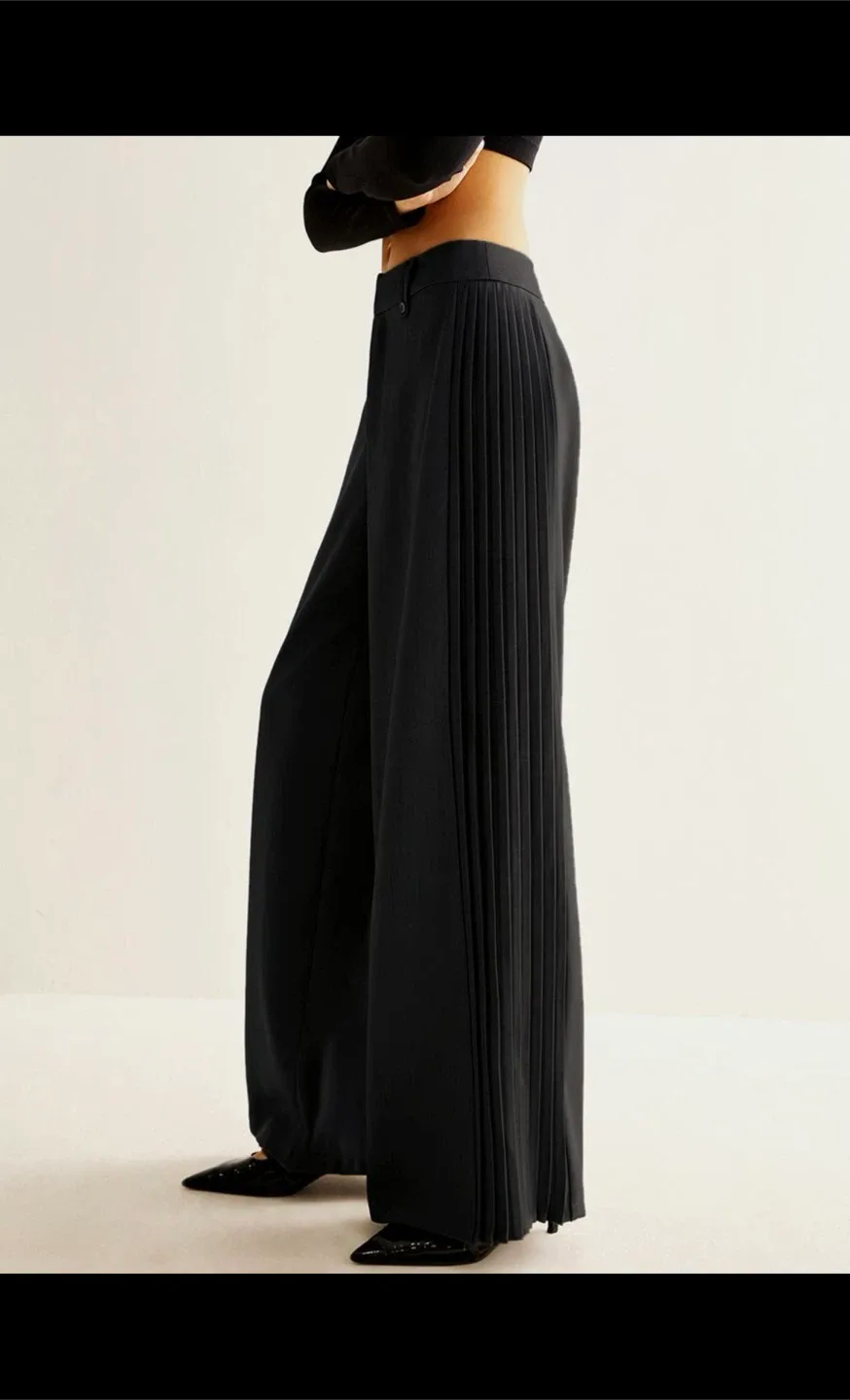 Commense Side Pleated Wide-Leg Pants - Black, XL image indicator(2)