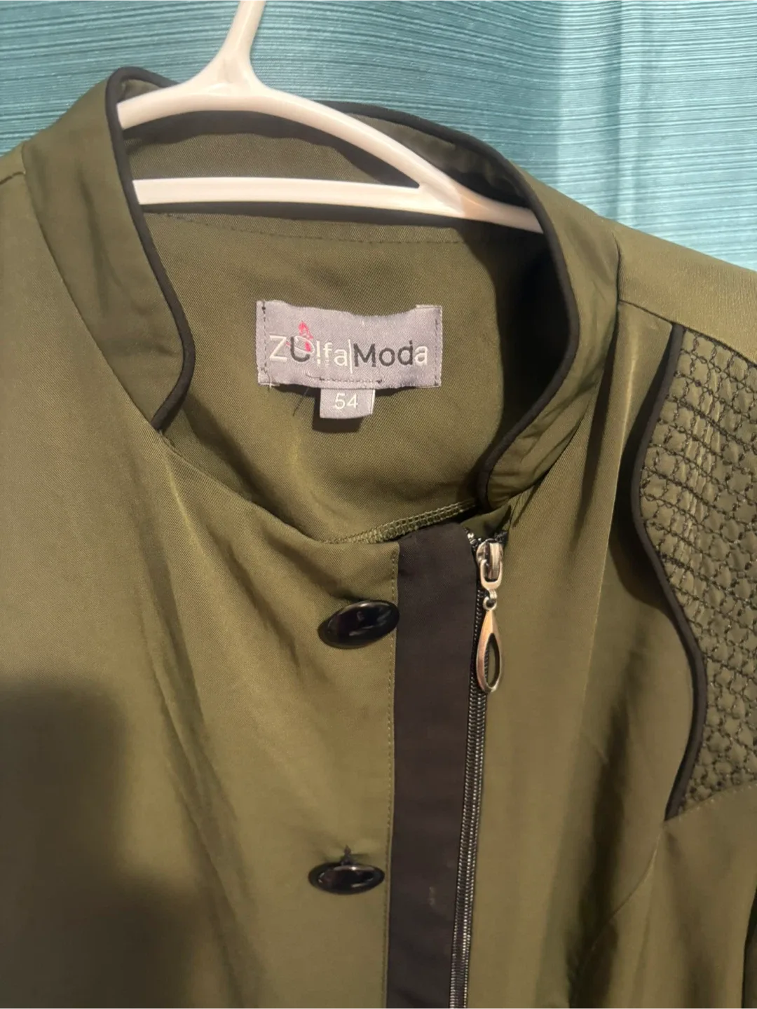 Zulfa Moda Olive Green Coat Size 54