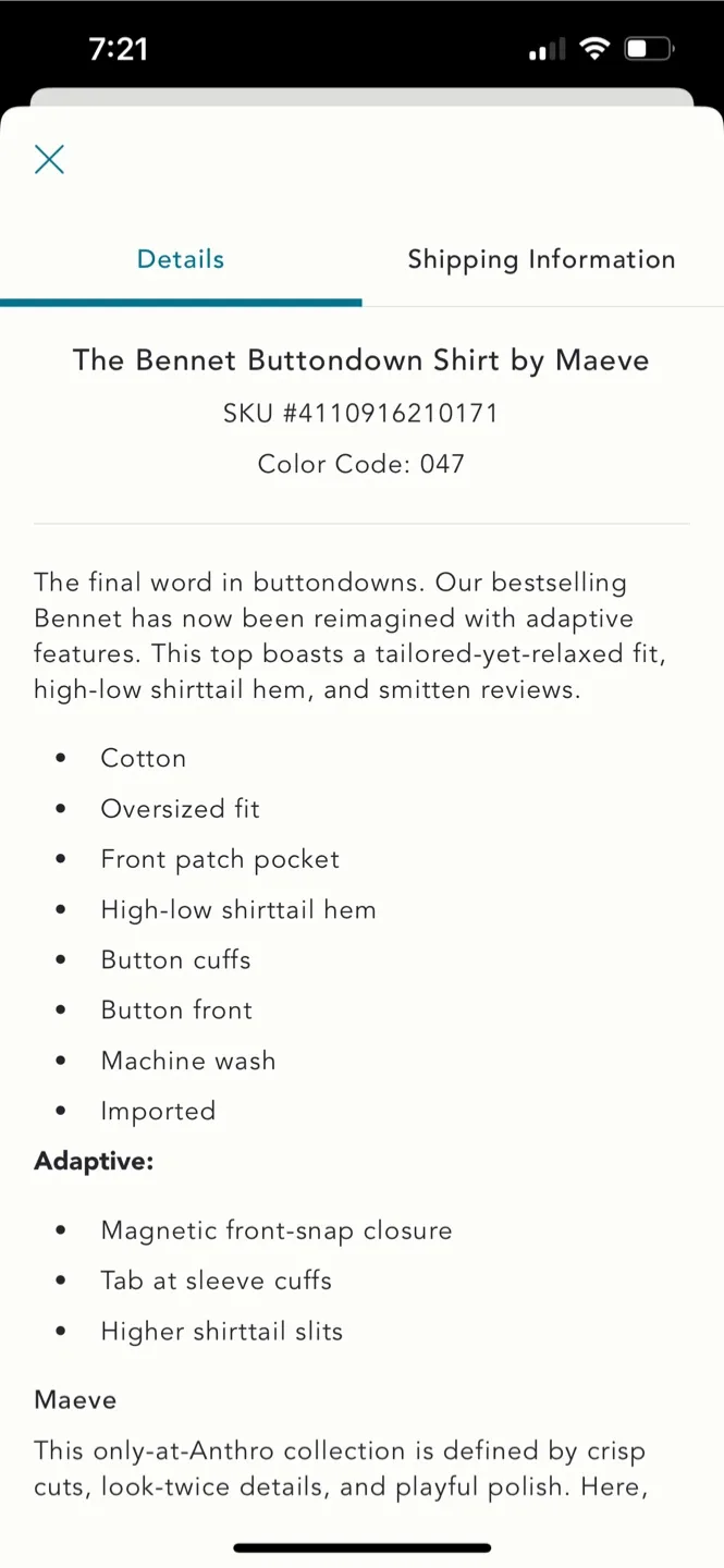 BNWT Anthropologie Bennet Shirt Indigo XXS P (fits XS) image indicator(4)