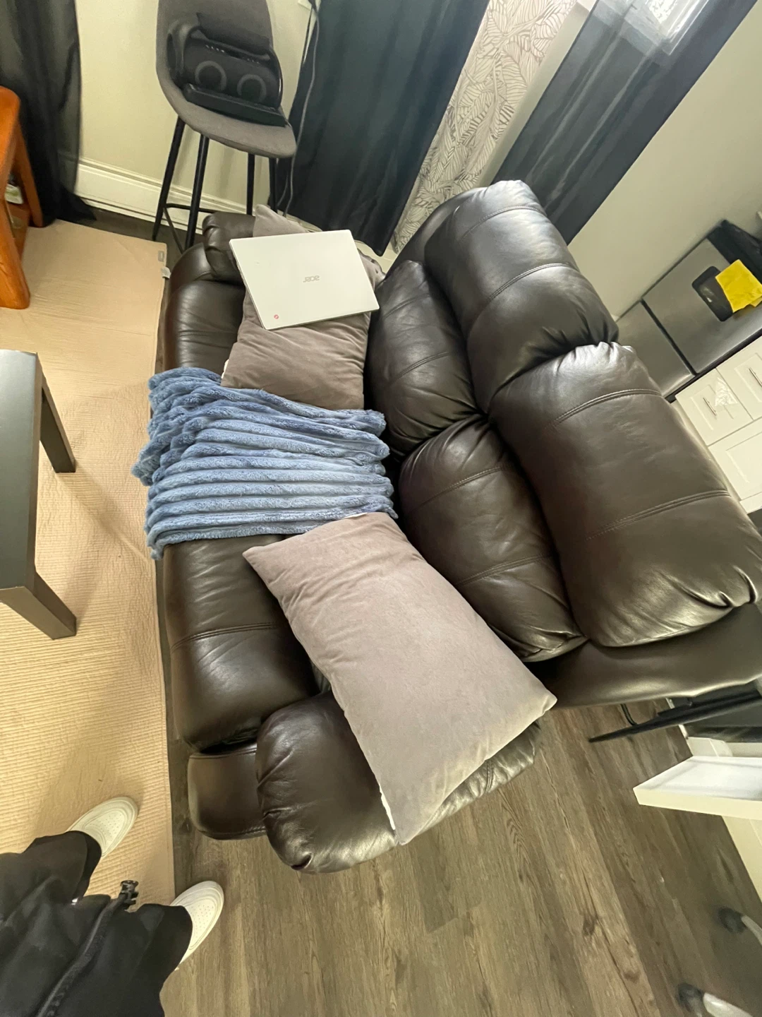 Brown Leather Reclining Sofa