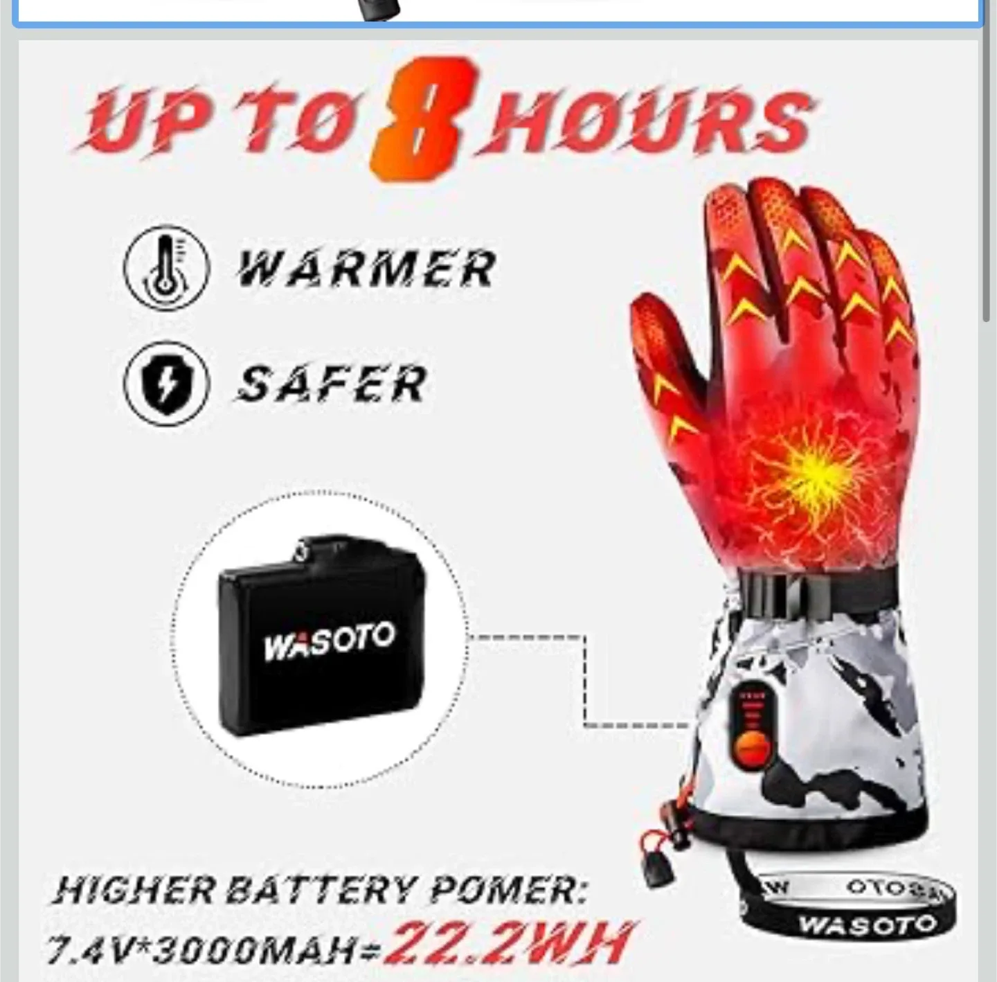 WASOTO Heated Gloves - Waterproof, Touchscreen, Size L image indicator(2)