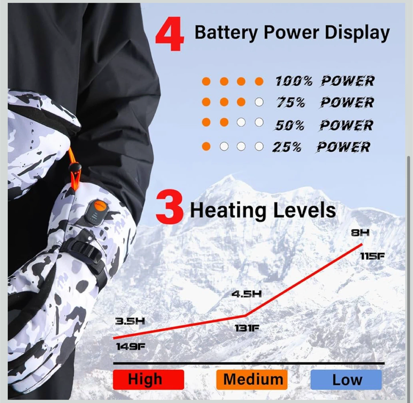 WASOTO Heated Gloves - Waterproof, Touchscreen, Size L - photo 4