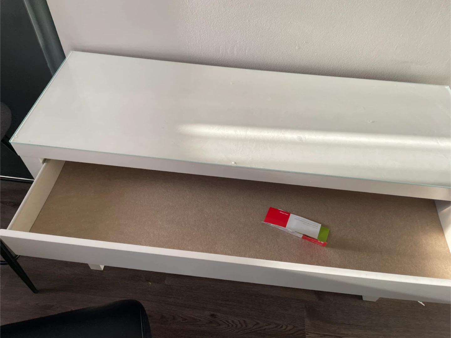 White Side Table with Drawer - photo 2