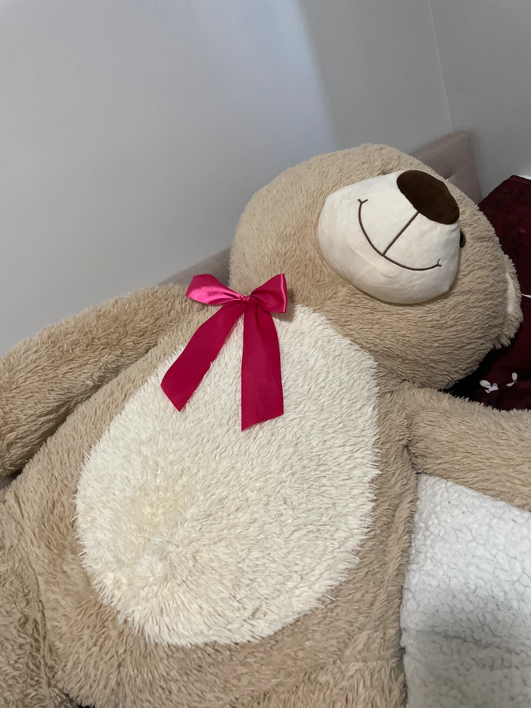 Large Teddy Bear with Pink Ribbon