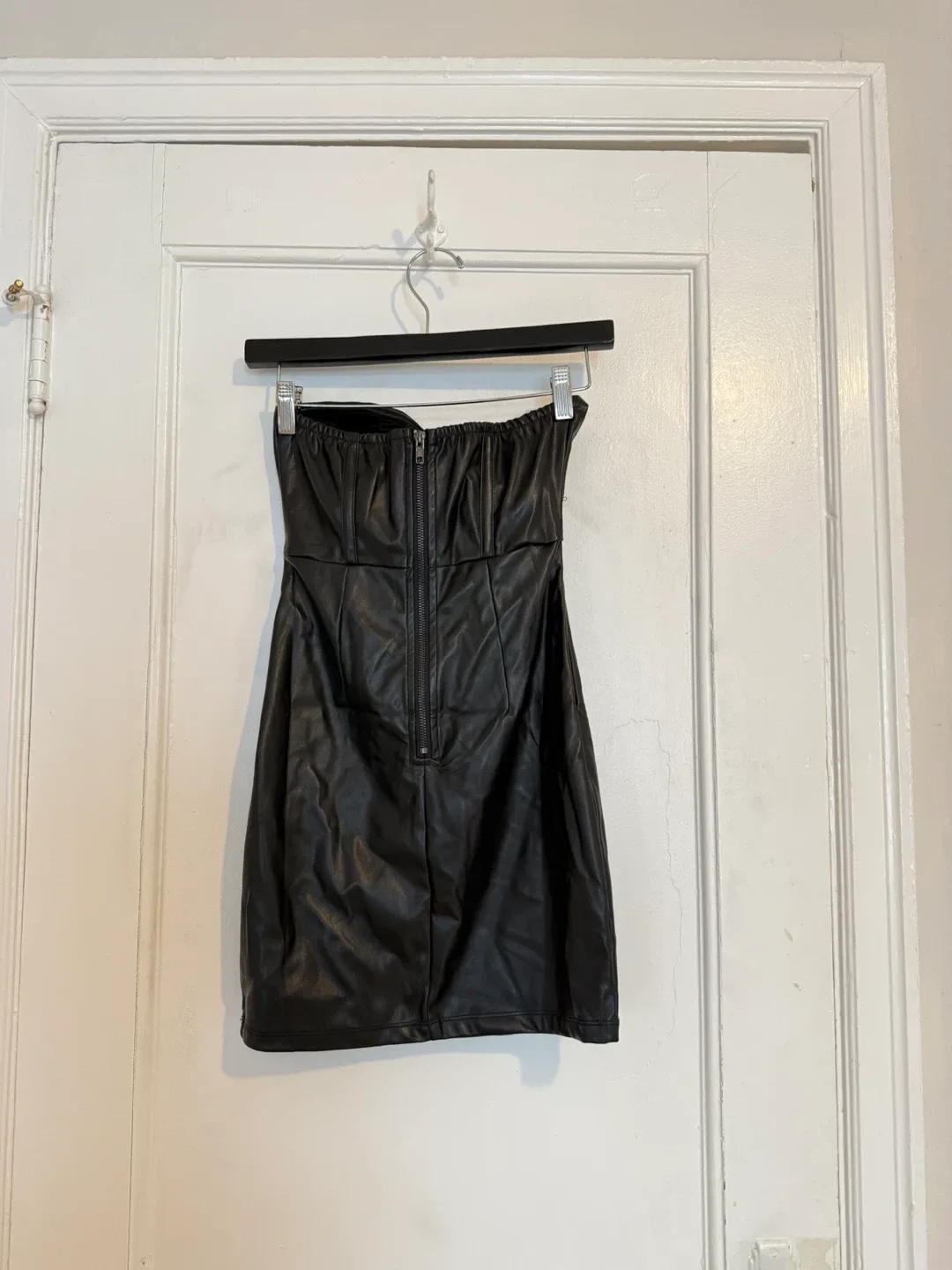 Black Strapless leather Mini Dress image indicator(2)