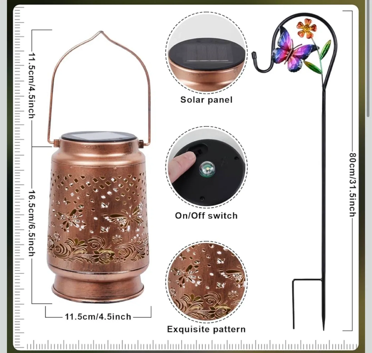 Solar Lantern with Butterfly Design image indicator(2)