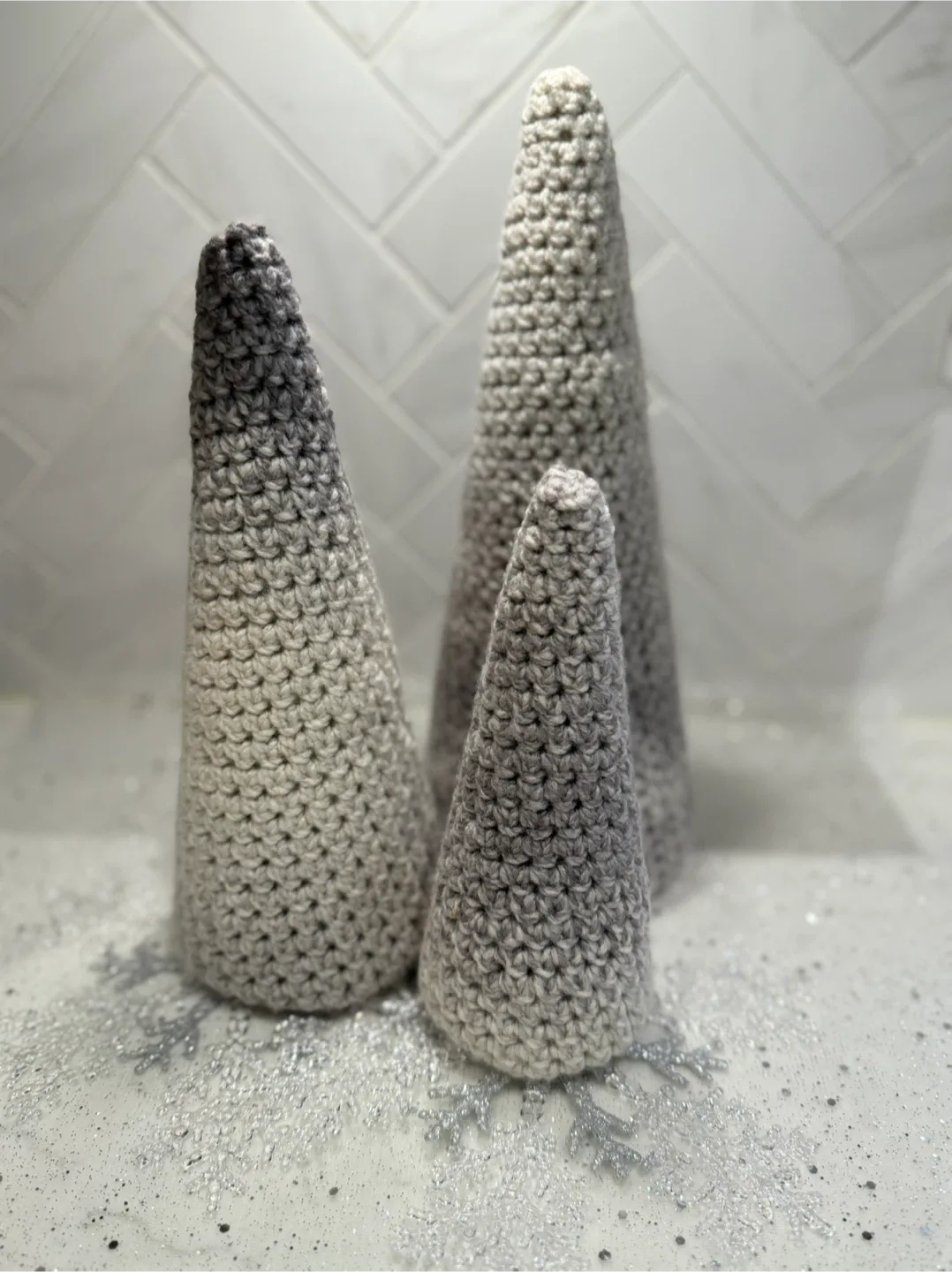 Handmade knit ombré trees - packaged for gifting image indicator(5)