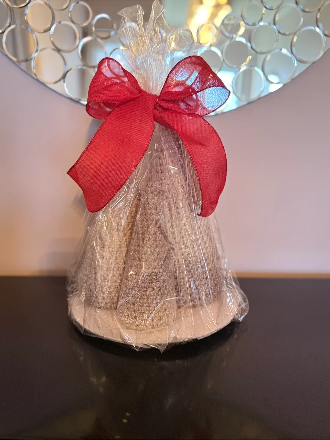 Handmade knit ombré trees - packaged for gifting