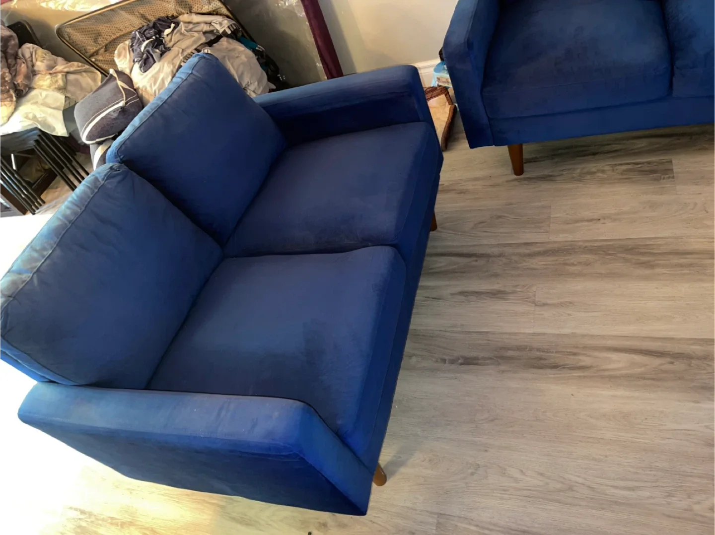 Brand New Blue Velvet Sofa Set - 3 Seater, Loveseat, 2 Chairs image indicator(2)