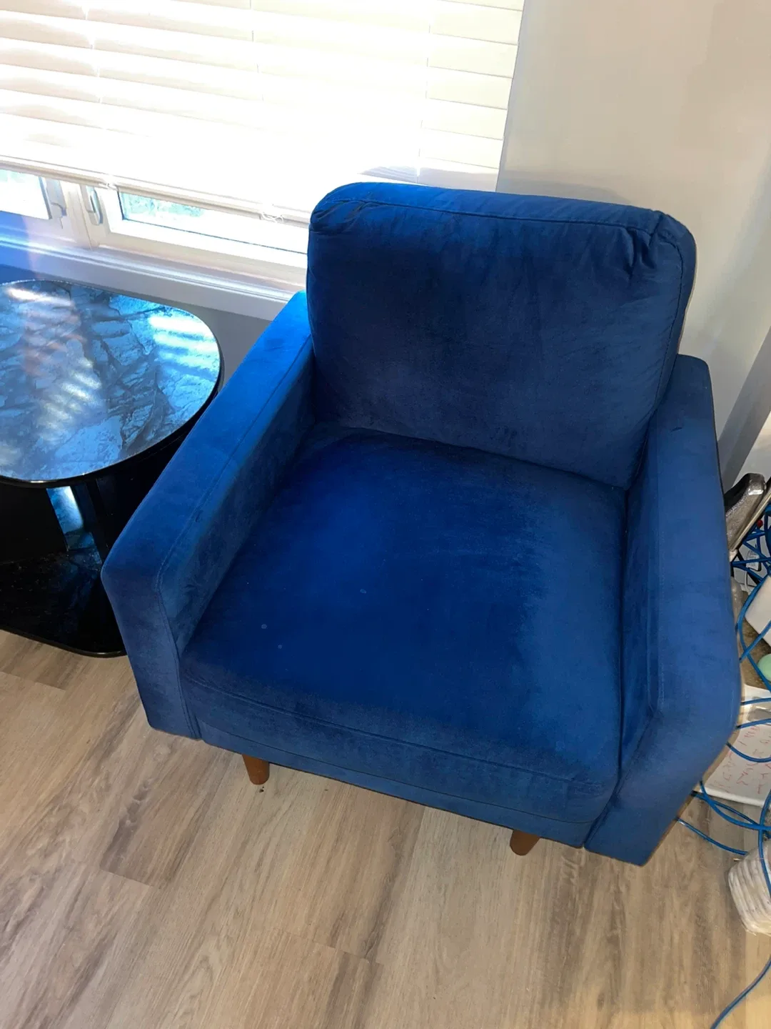 Brand New Blue Velvet Sofa Set - 3 Seater, Loveseat, 2 Chairs image indicator(3)