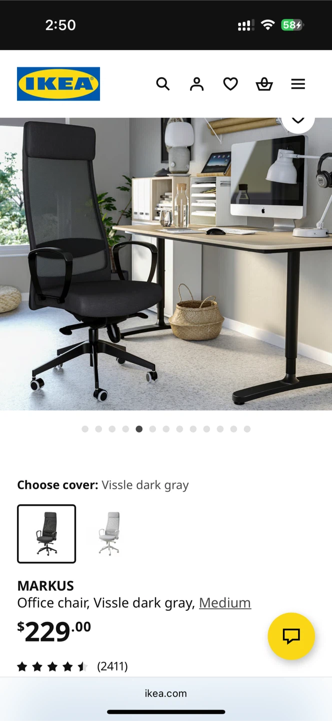 IKEA Markus Office Chair - Vissle Dark Gray, Medium - photo 2