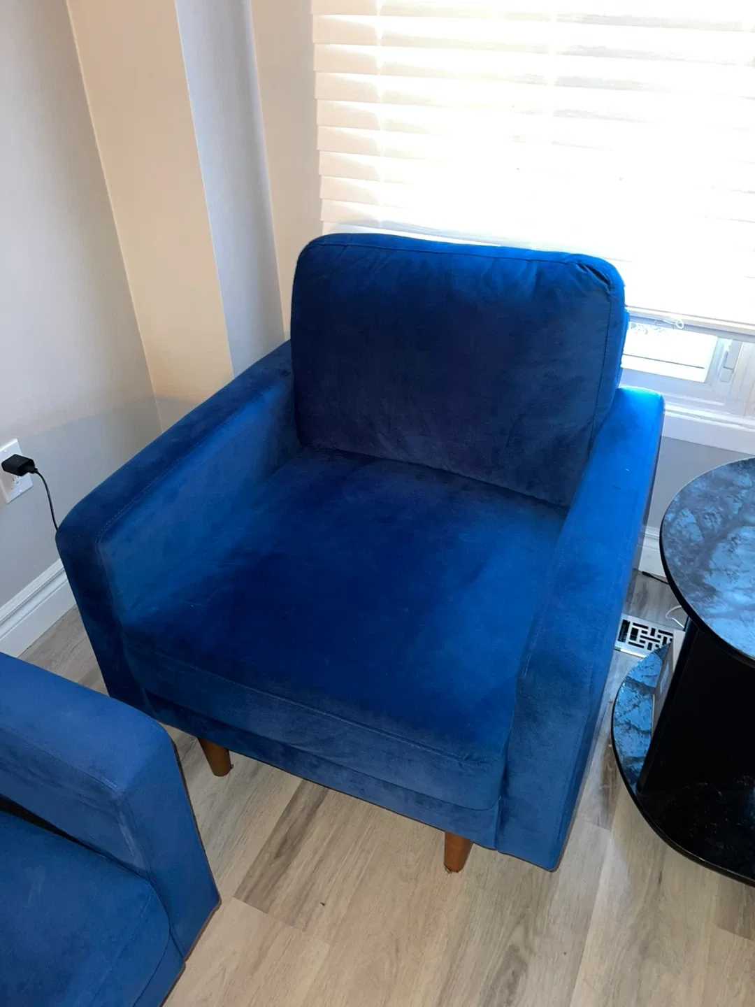 Brand New Blue Velvet Sofa Set - 3 Seater, Loveseat, 2 Chairs image indicator(4)