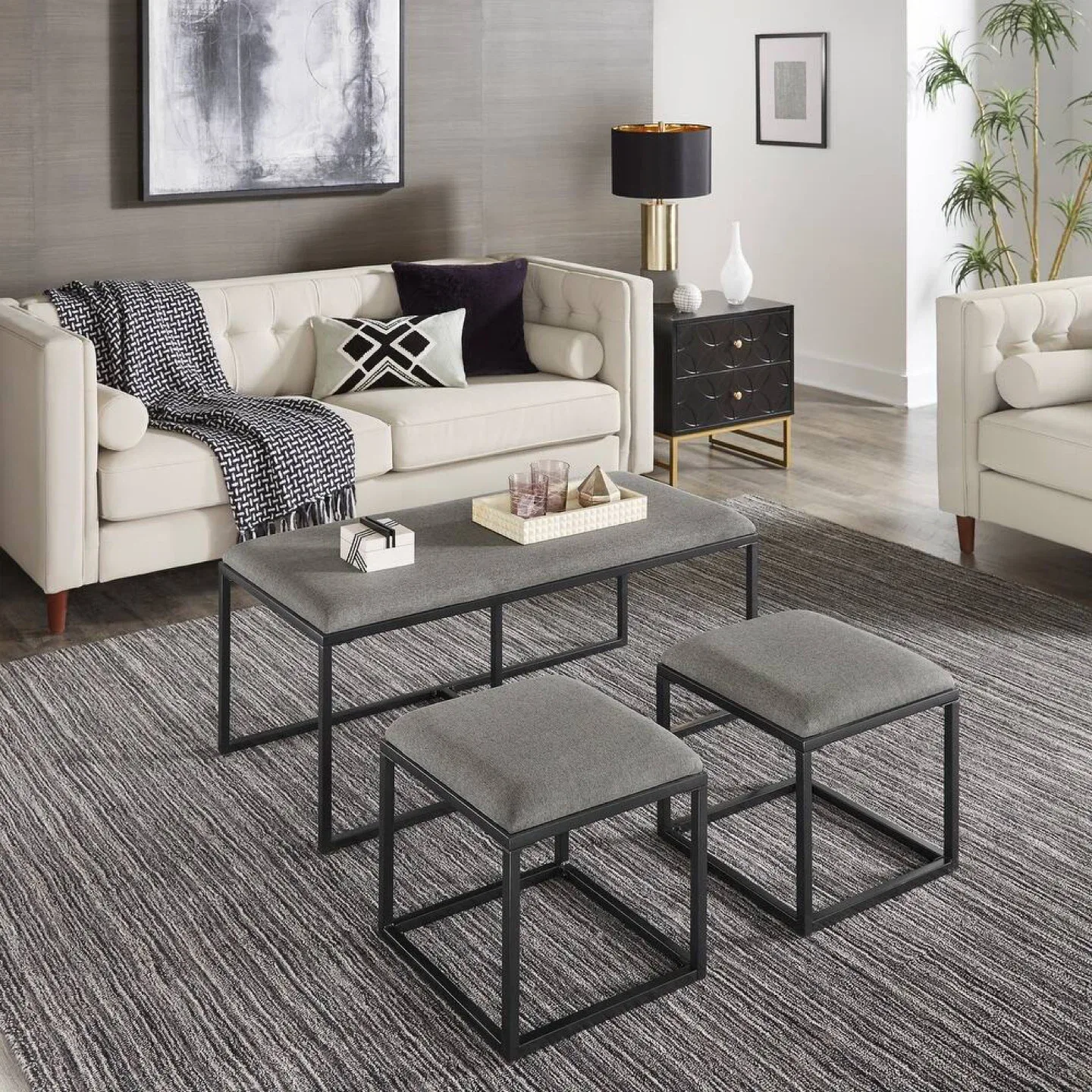 New Gray Nesting Coffee Table Set image indicator(3)