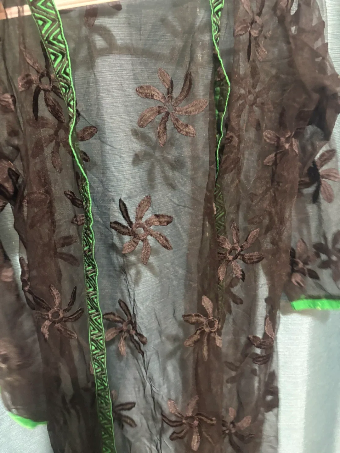 Brown Floral Sheer Cardigan