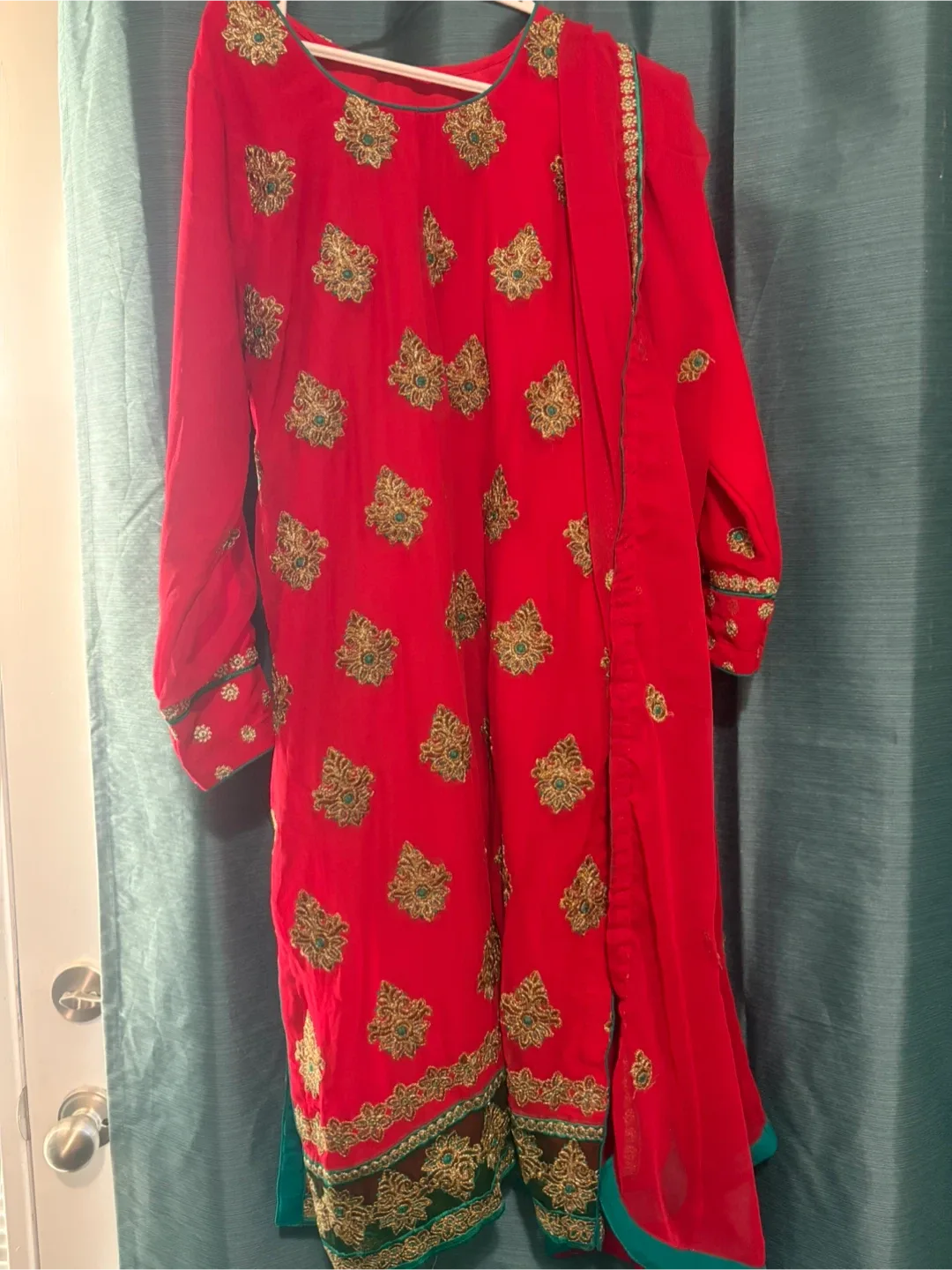 Red Embroidered Salwar Kameez Suit