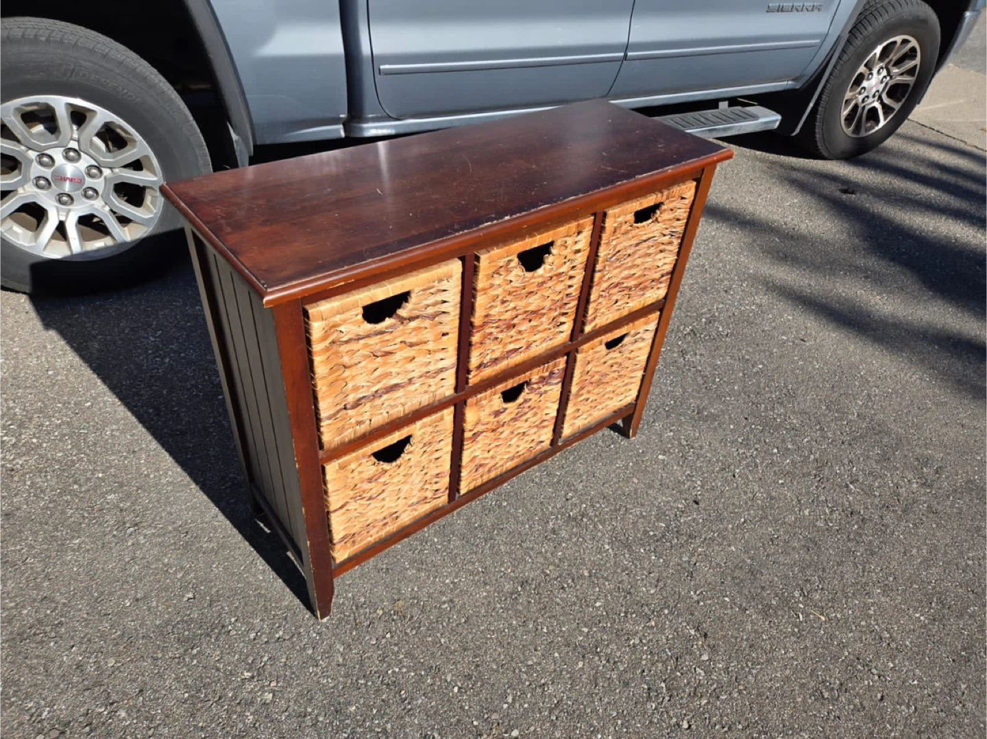 Wooden Storage Cabinet with Wicker Baskets - photo 3