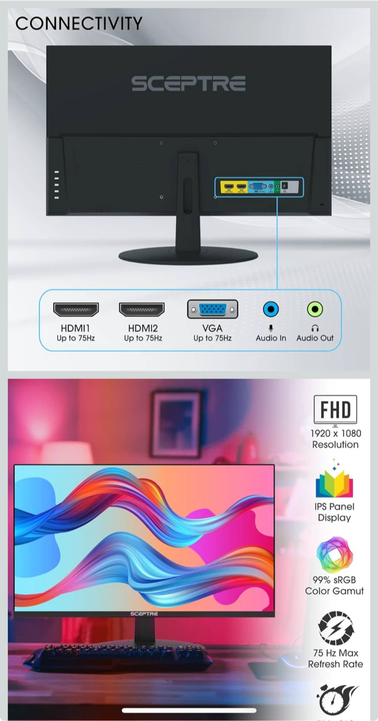 Sceptre IPS 27-Inch Computer Monitor 1080p 75Hz with HDMI VGA - photo 2