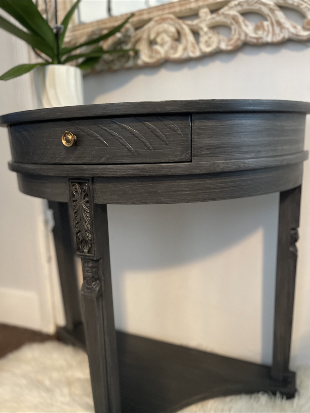 Half-Moon Entryway Table with a drawer and a lower shelf - photo 4