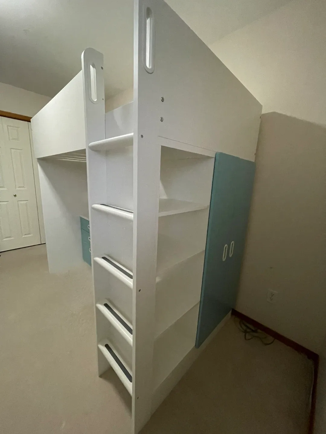 Loft Bed with Desk and Storage - White & Blue image indicator(5)