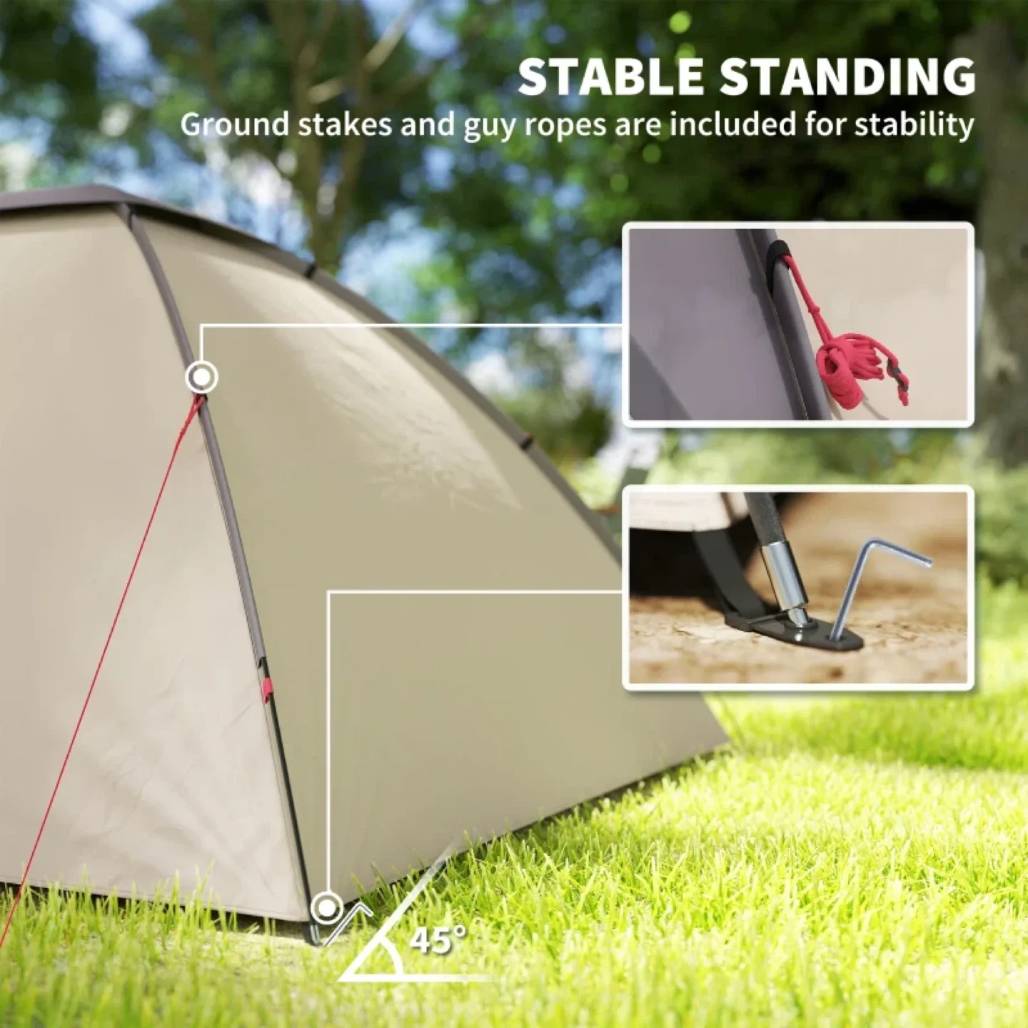 Outsunny 3 Person Camping Tent - Family Dome Tent w Bedroom image indicator(6)