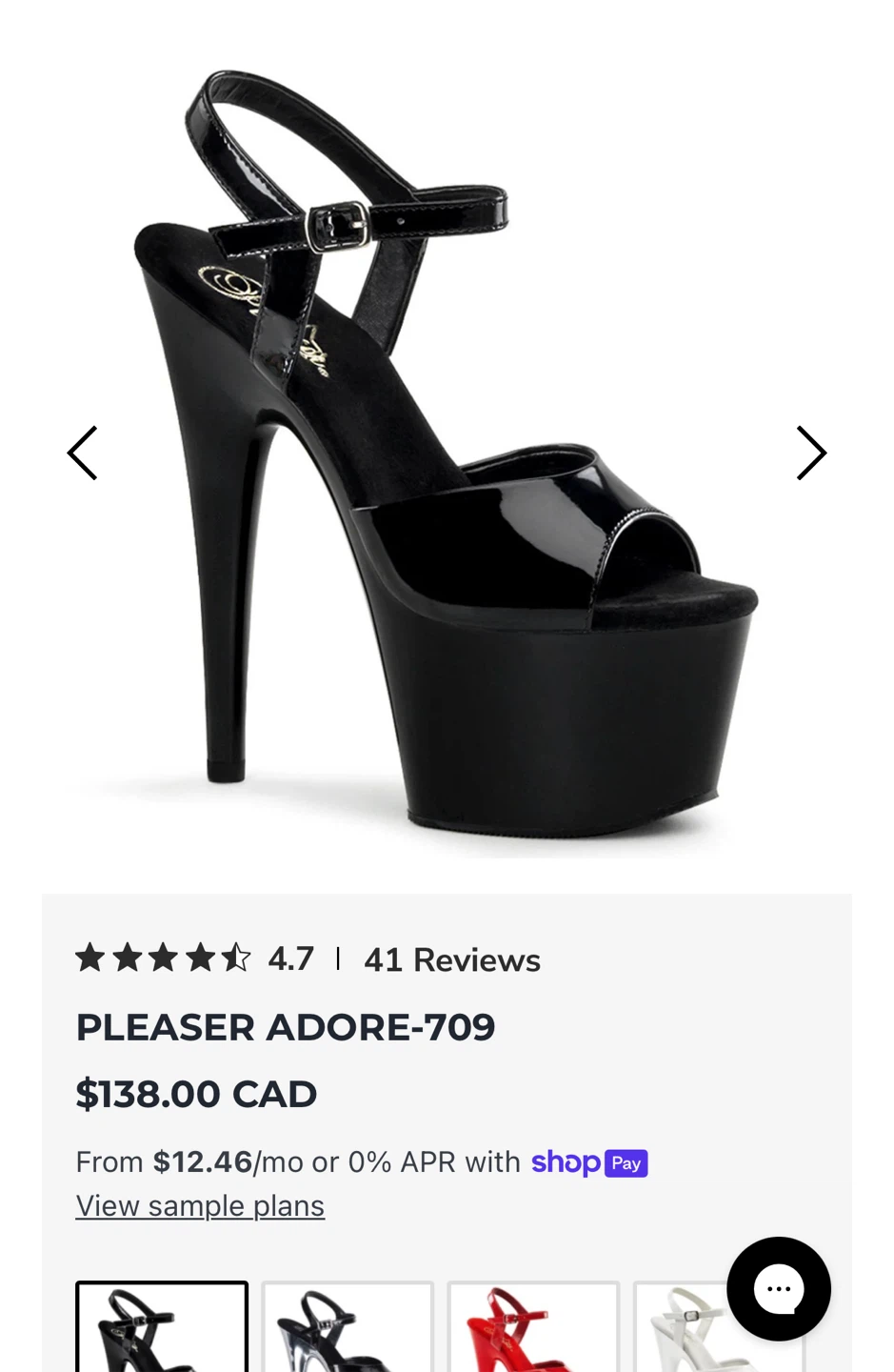 Pleaser Adore-709 Black Heels Size 6 (7in heels) - photo 2