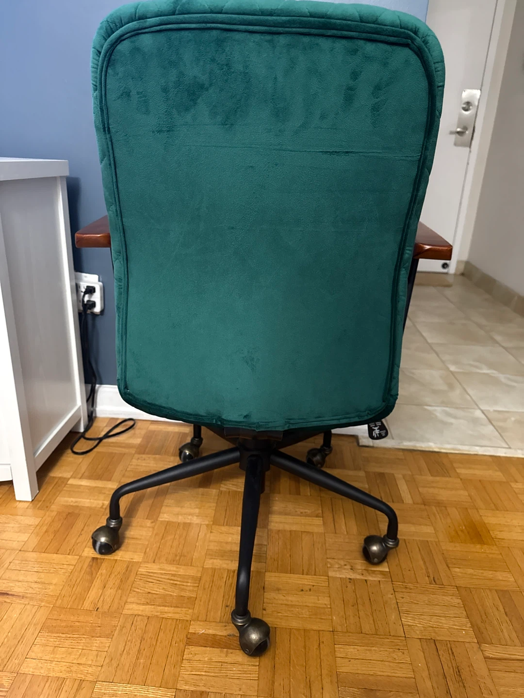 Green Velvet Quilted Office Chair - photo 5