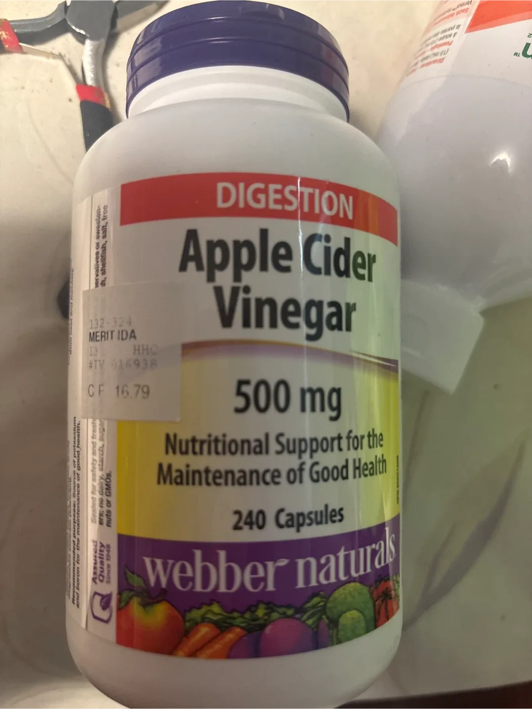 Webber Naturals Apple Cider Vinegar 500mg - 240 Capsules thumbnail